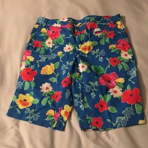 Lands End girls bright floral shorts